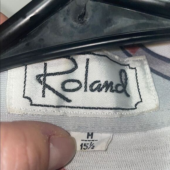 Vintage Roland Gray and Red Casual Button Down Shirt - Picture 4 of 7